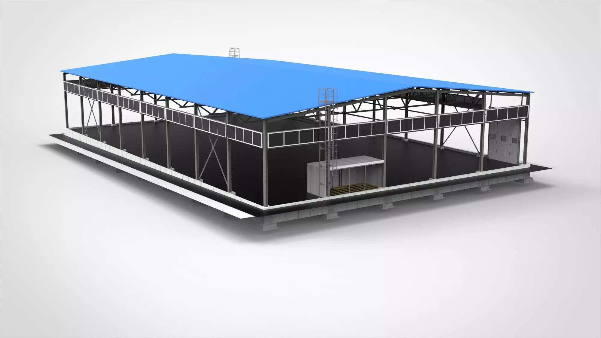 Industrial Metal Hangar 3D model_4