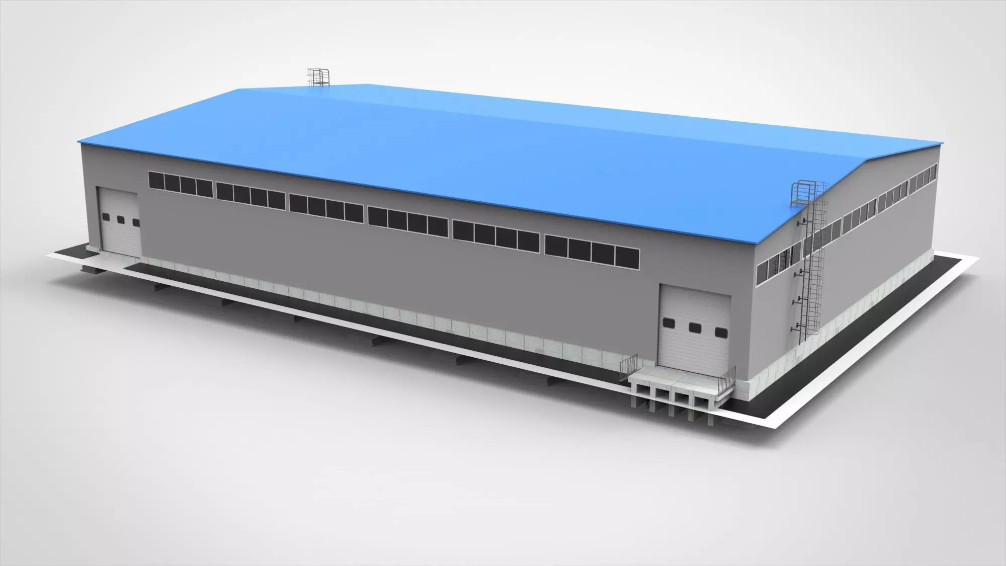 Industrial Metal Hangar 3D model_3