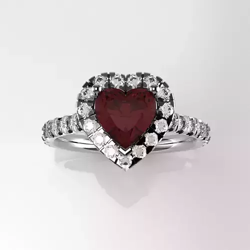 Heart Shape Halo Ring - 100 points  6-75mm  1-7mm round Fishtail