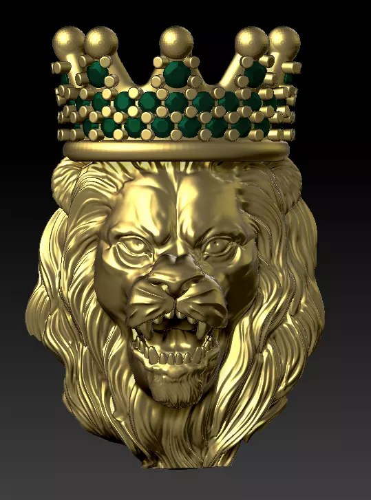 Lion Head Crown Pendant 3D Model 3D print model