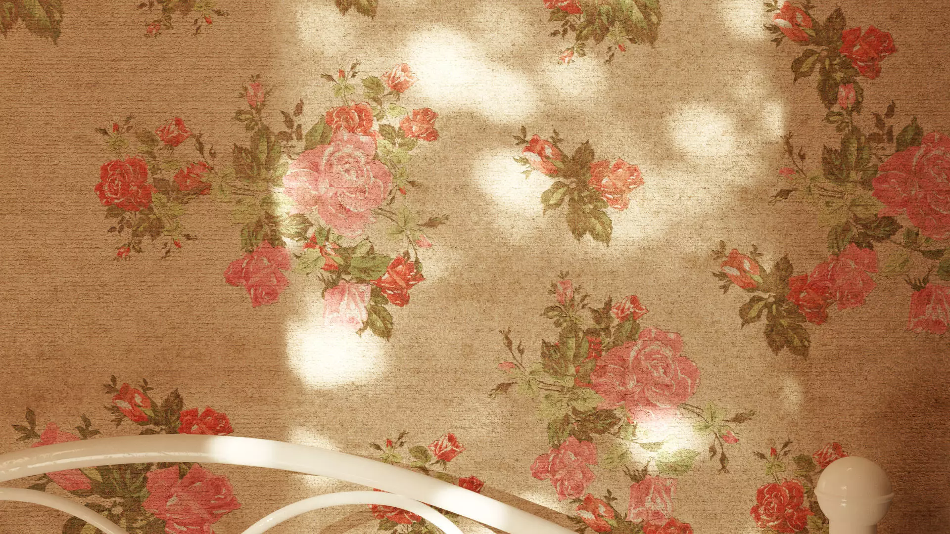 Linen Wallpaper Textures with Rose Pattern 4K Texture_1