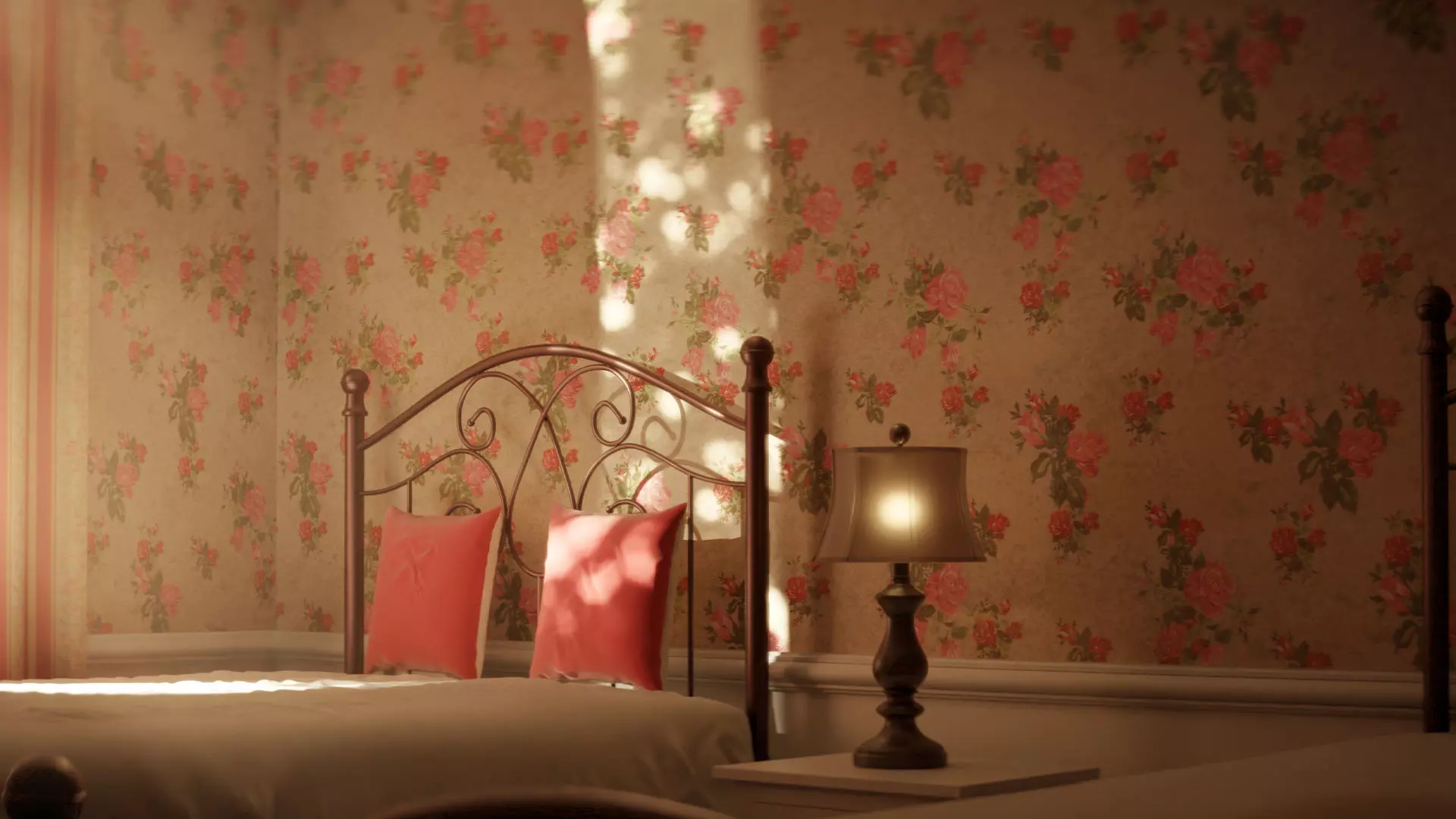 Linen Wallpaper Textures with Rose Pattern 4K Texture_5