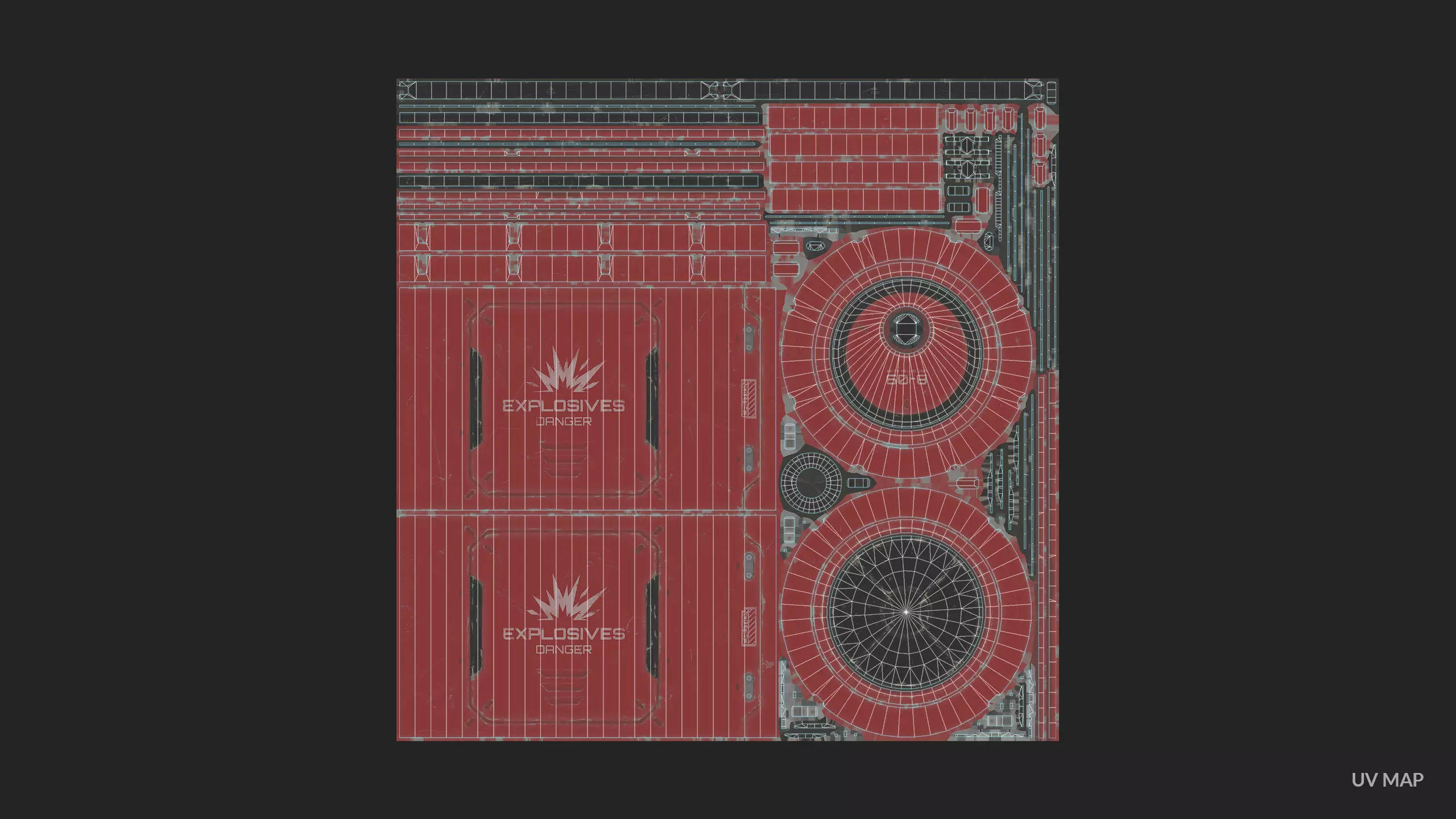 Sci-Fi Explosive Barrel 4 Color Options LODs - PBR Game Ready Low-poly 3D model_16