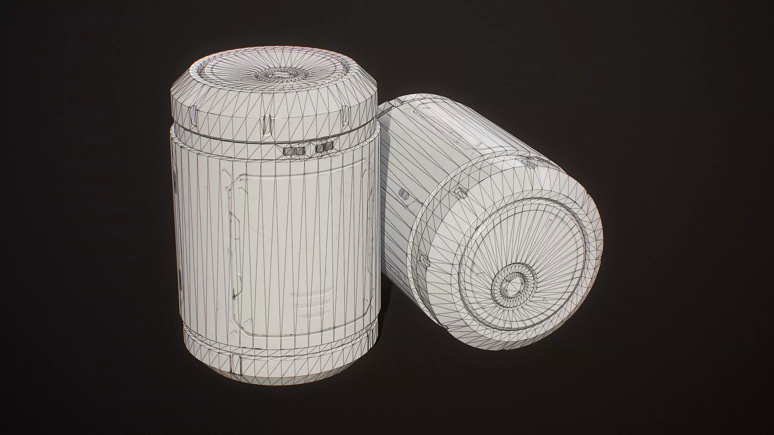 Sci-Fi Explosive Barrel 4 Color Options LODs - PBR Game Ready Low-poly 3D model_11