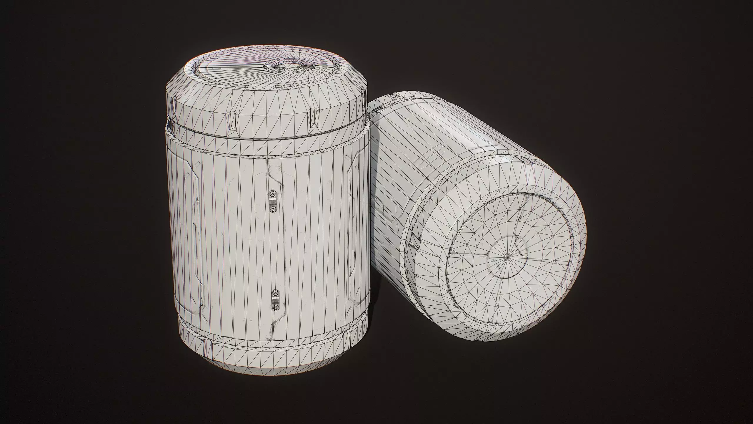 Sci-Fi Explosive Barrel 4 Color Options LODs - PBR Game Ready Low-poly 3D model_12
