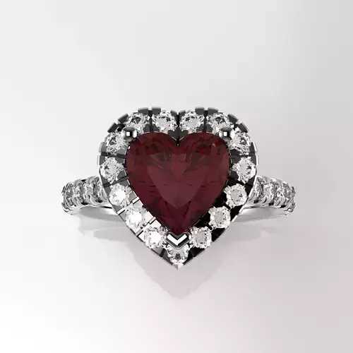 Heart Shape Halo Ring - 200 points  8-2 mm - 2 mm round Fishtail