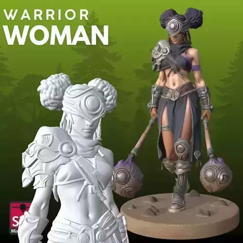 Warrior Woman STL Fantasy 3D Model