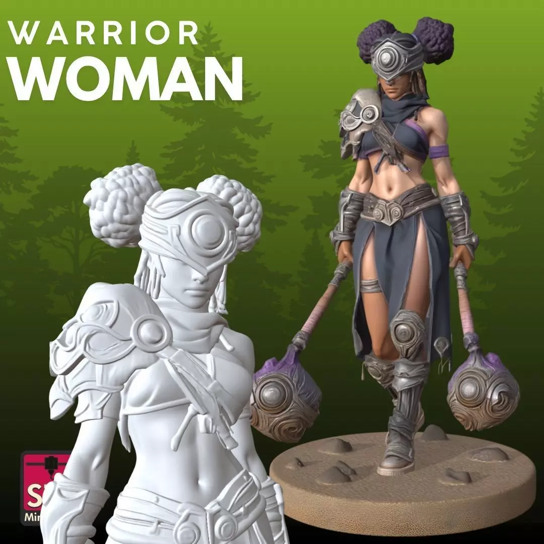 Warrior Woman STL Fantasy 3D Model 3D print model