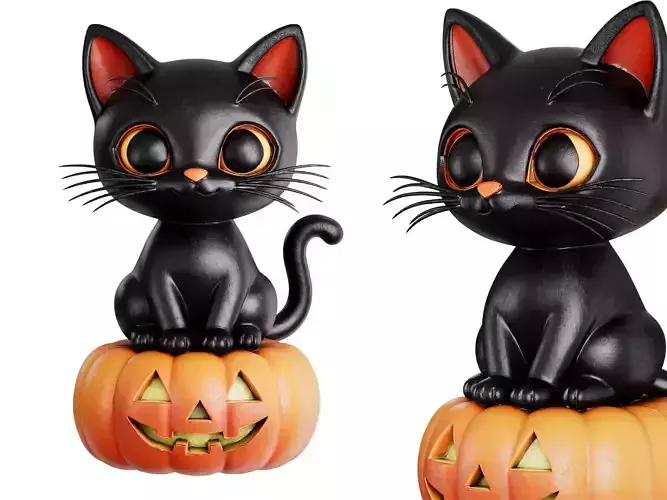 Halloween Black Cat Figurine 3d print and game ready