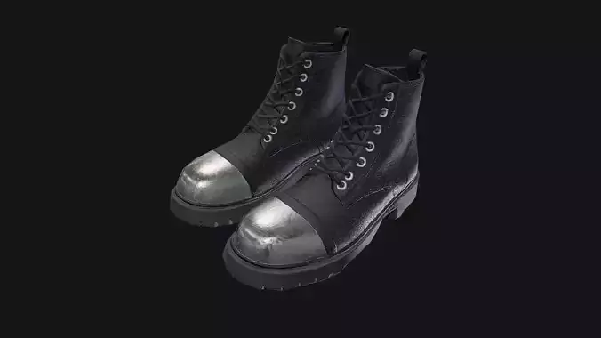 Metal Toe Cap Combat Boots Game-Ready 3D Model Low-poly 3D model Metal Toe Cap Combat Boots Game-Ready 3D Model Low-poly 3D model