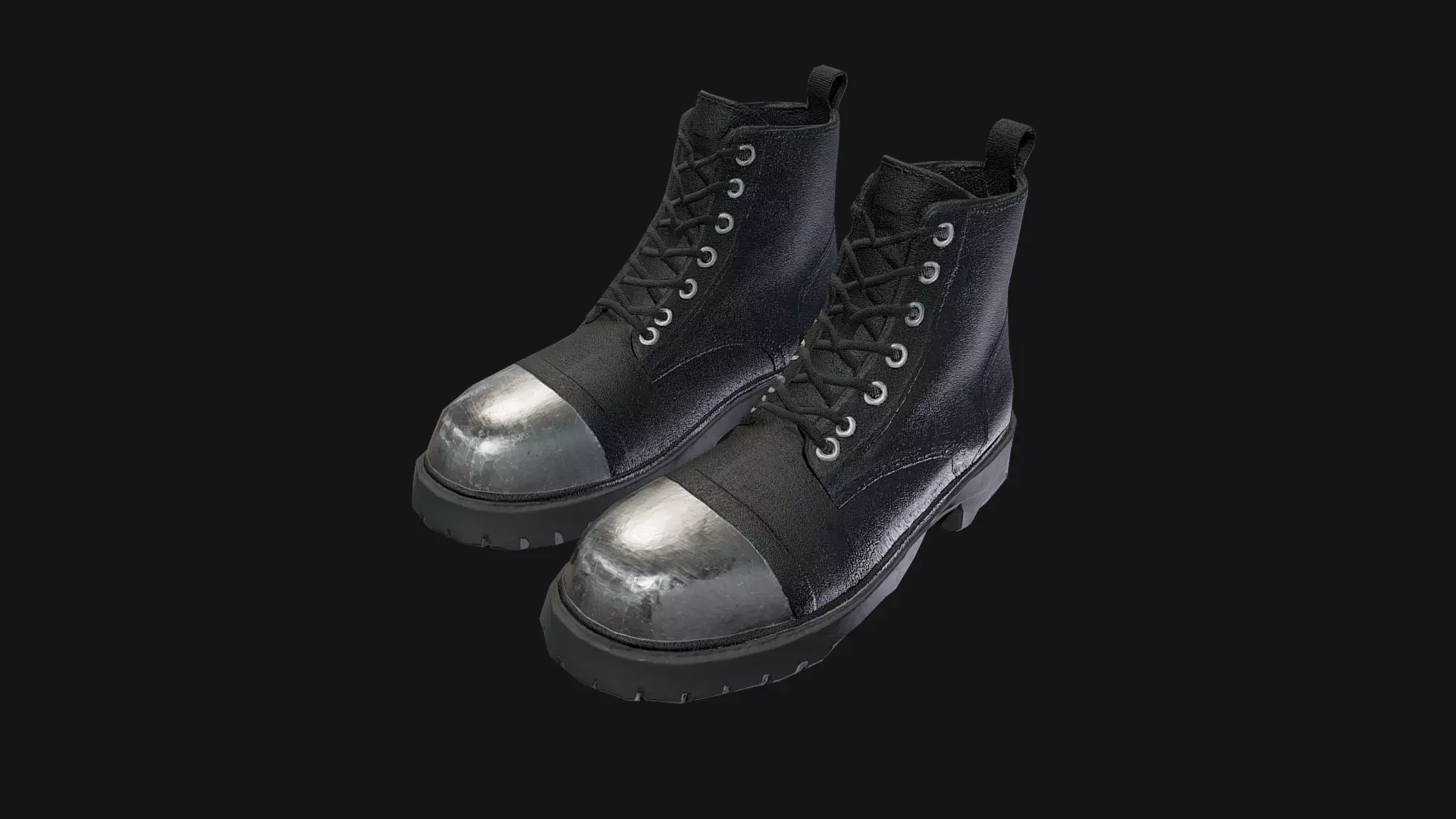 Metal Toe Cap Combat Boots Game-Ready 3D Model Low-poly 3D model_0