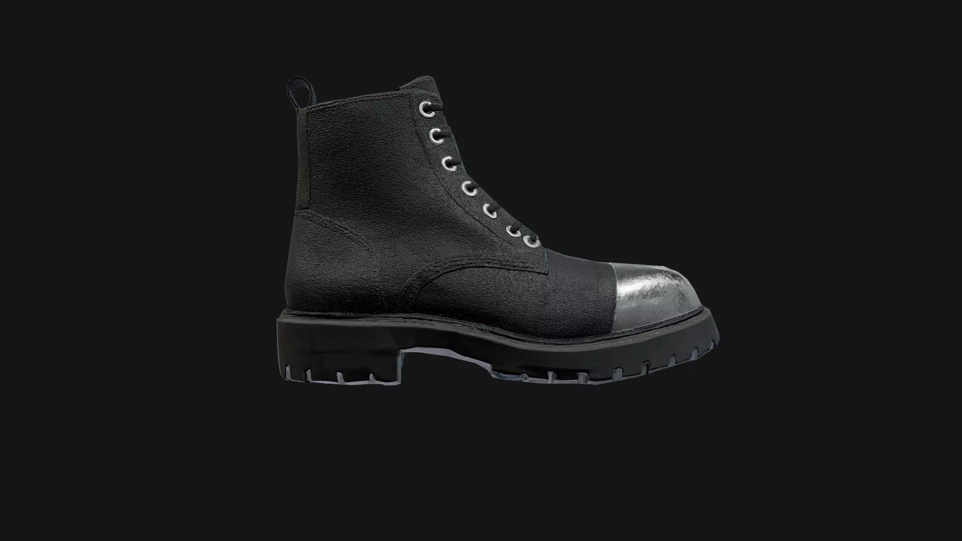 Metal Toe Cap Combat Boots Game-Ready 3D Model Low-poly 3D model_4