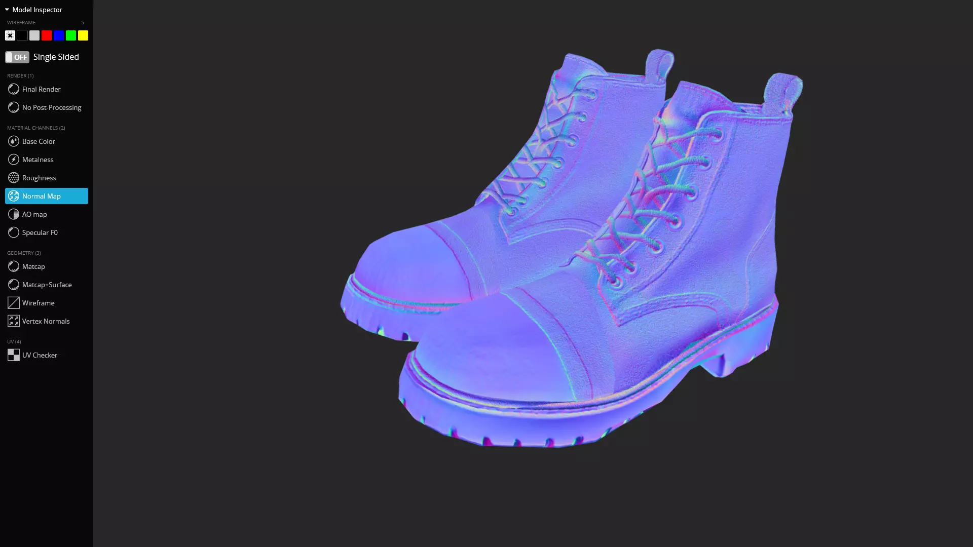 Metal Toe Cap Combat Boots Game-Ready 3D Model Low-poly 3D model_10