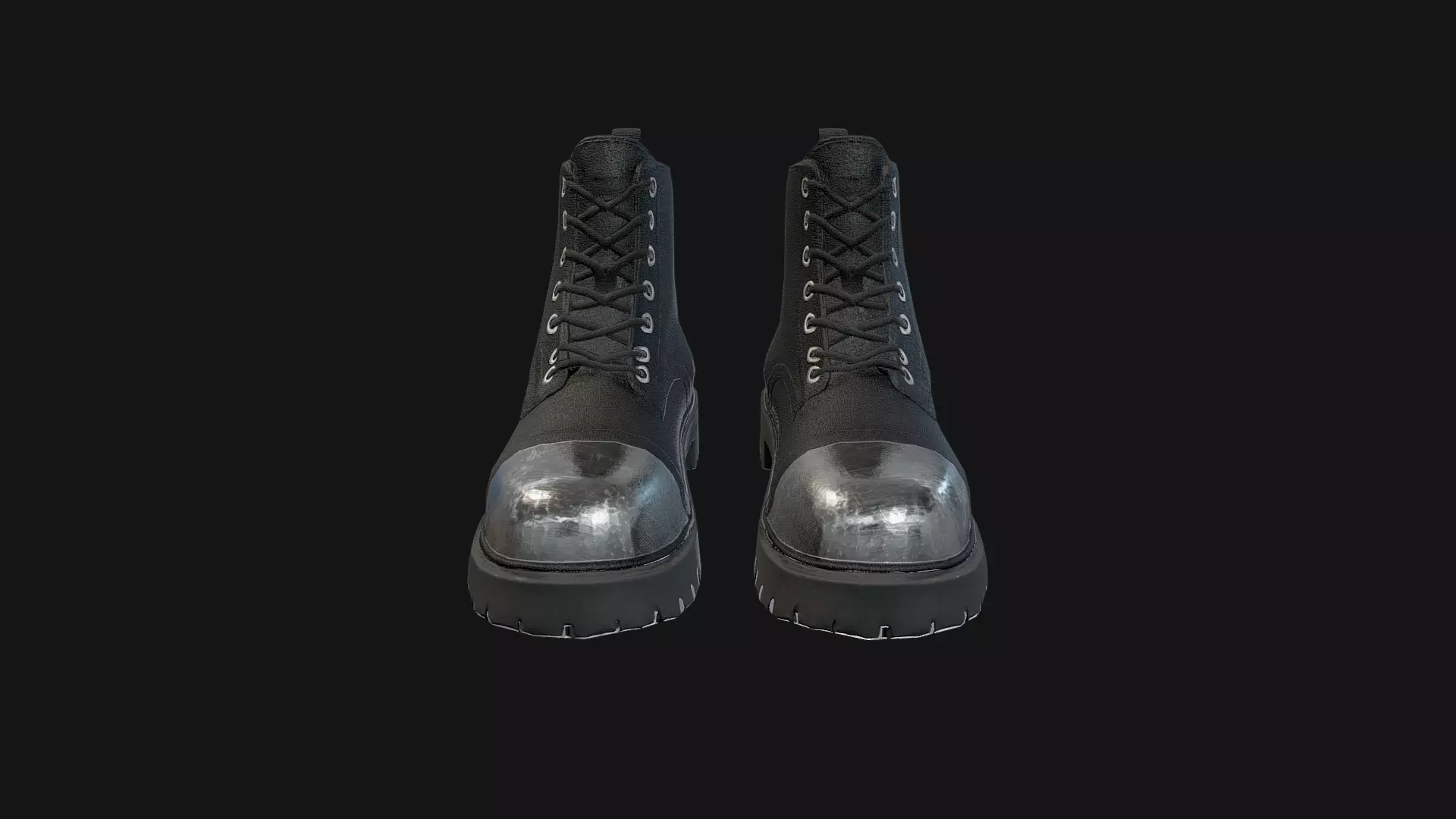 Metal Toe Cap Combat Boots Game-Ready 3D Model Low-poly 3D model_3