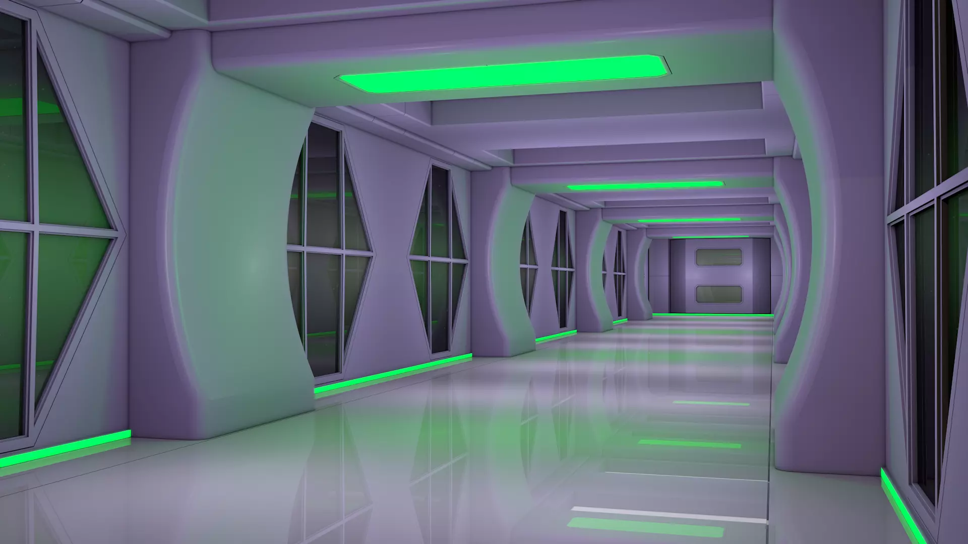 Sci Fi Interior Corridor 3D model_2
