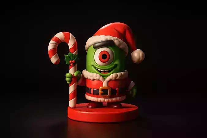 Sheldon Plankton Santa Figurine  Christmas SpongeBob Character   3D print model