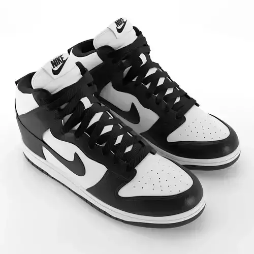 Nike Dunk High Black PBR Low-poly 3D model