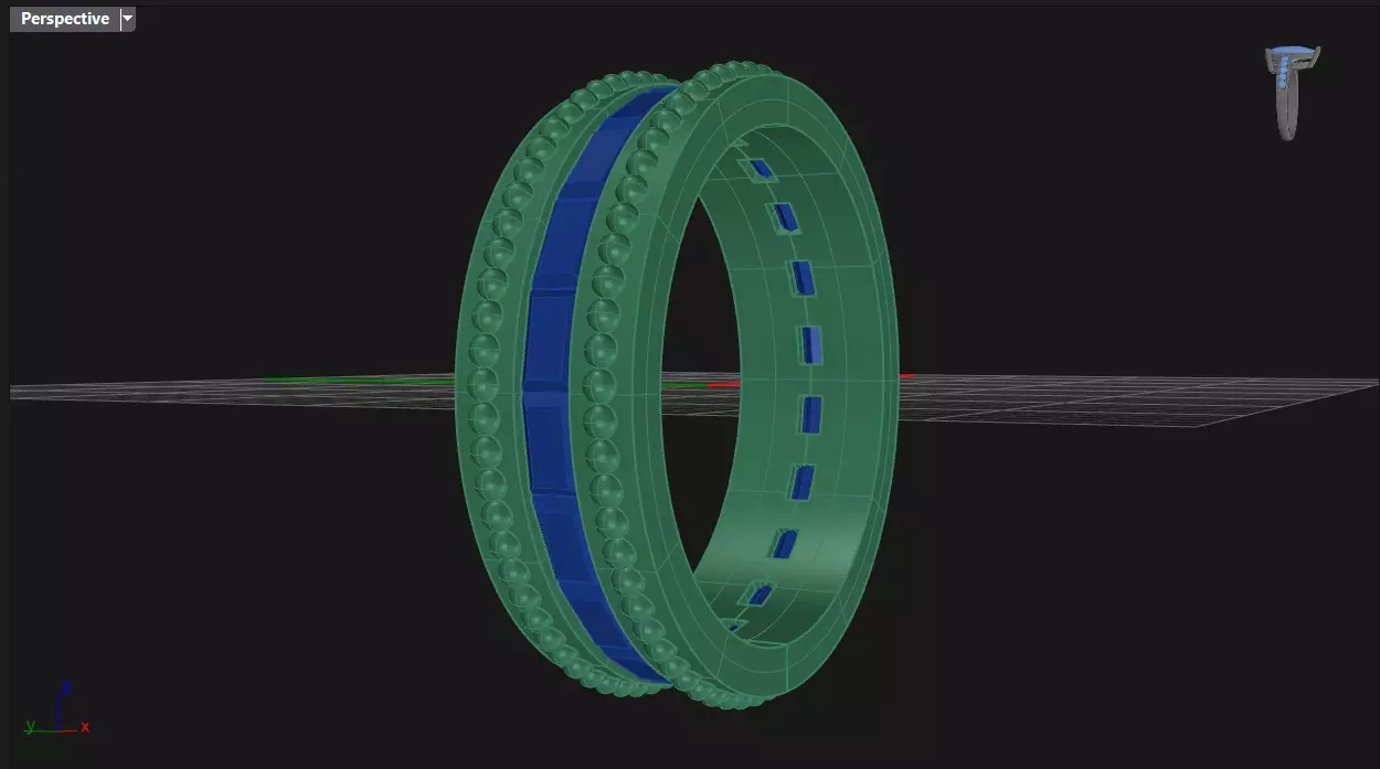 Channel Set Baguette Straight eternity ring w bead N5 162CT EU54 3D print model_5
