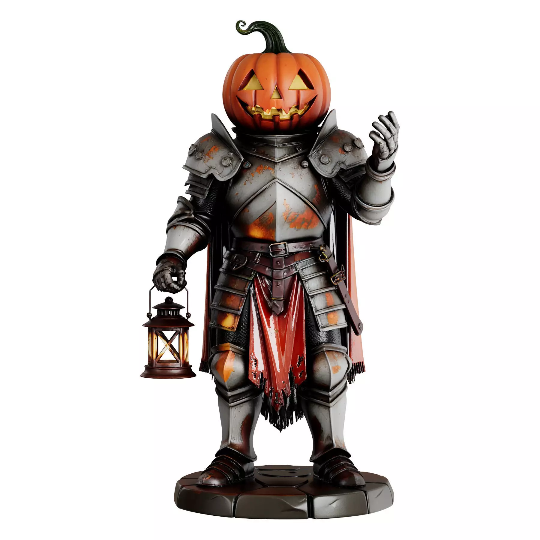 Halloween Pumpkin Guardian 3d print and game ready 3D model_1