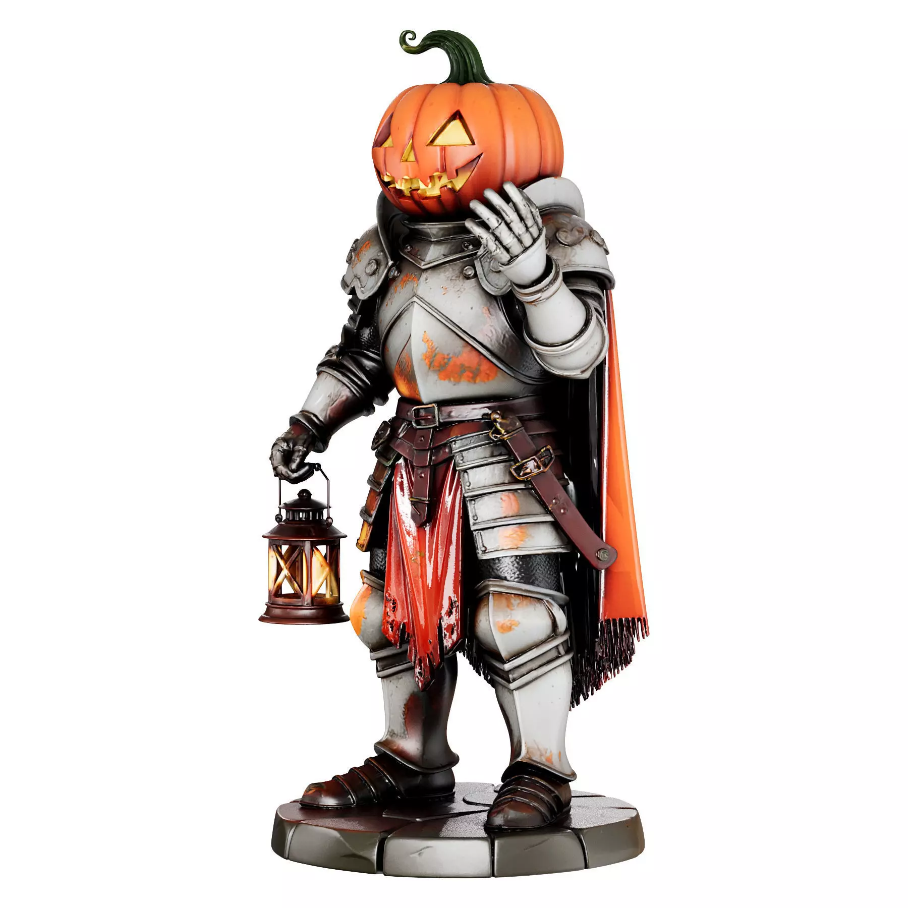 Halloween Pumpkin Guardian 3d print and game ready 3D model_2