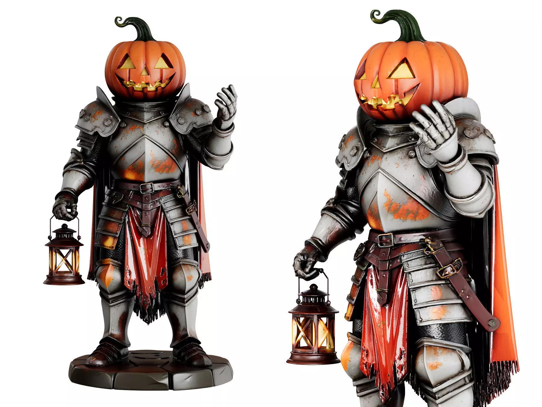 Halloween Pumpkin Guardian 3d print and game ready 3D model_0