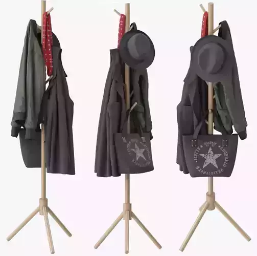 LENDRA Deluxe Wooden Coat Rack Tree 3D model