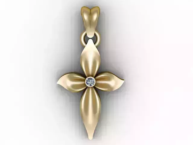 Marquise-Shaped Gold Cross Pendant 3D Printable Model