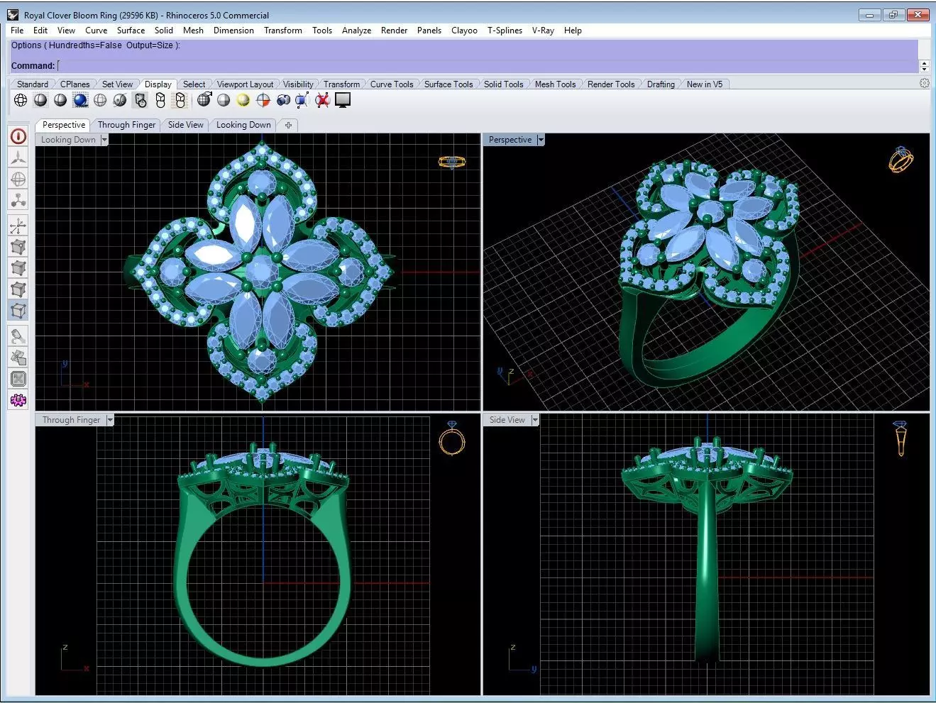 Royal Clover Bloom Ring 3D print model_4