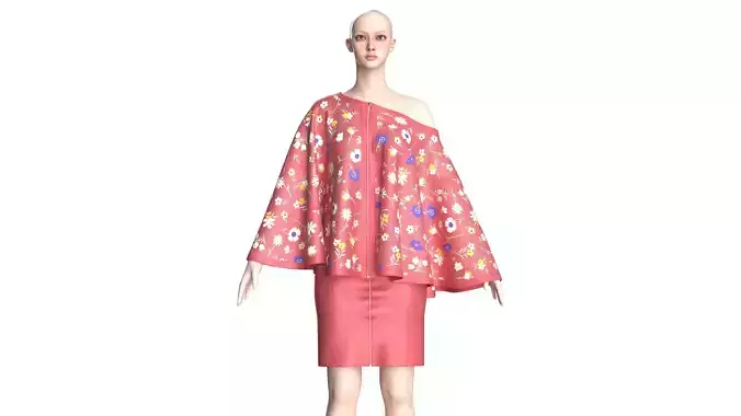 Ladies Printed Cape Tops With Skirt - Outfit