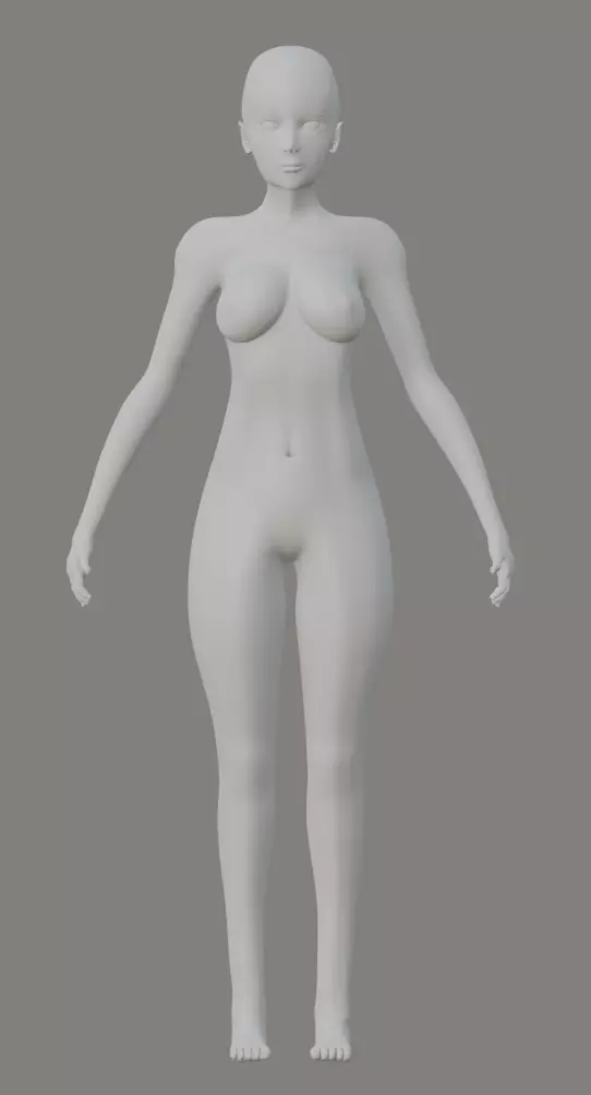 Stylized Female Base Mesh for Character Creation 3D model_1