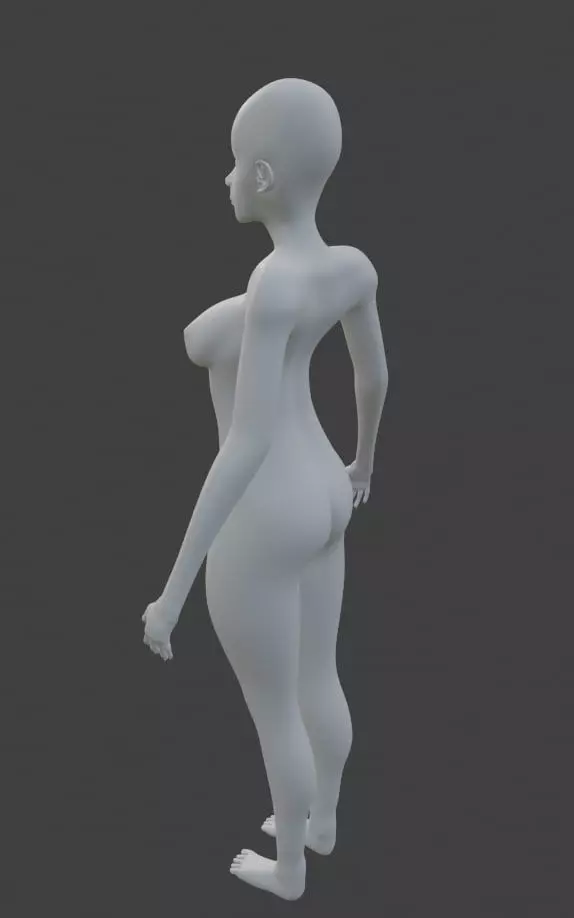 Stylized Female Base Mesh for Character Creation 3D model_4