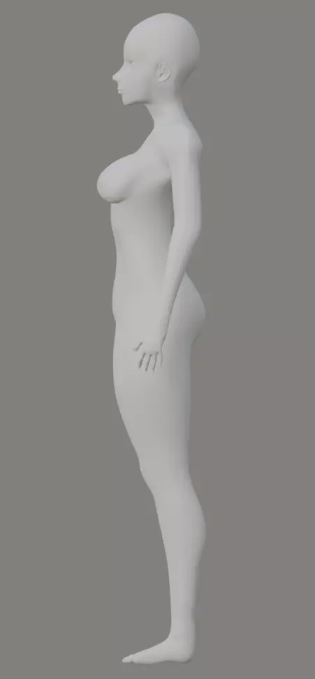 Stylized Female Base Mesh for Character Creation 3D model_3
