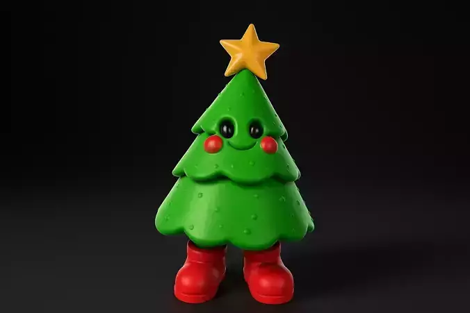 Cute Christmas Tree Character Figurine Festive Holiday 3D print model Cute Christmas Tree Character Figurine Festive Holiday 3D print model