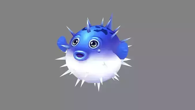Cartoon blue pufferfish