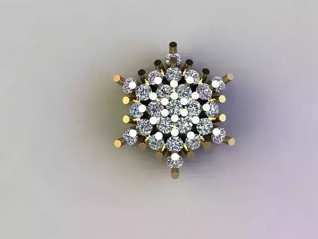 High Detail Diamond Cluster Nosepin Jewelry CAD STL OBJ Model