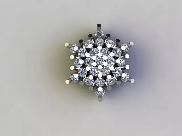 High Detail Diamond Cluster Nosepin Jewelry CAD STL OBJ Model 3D print model_1