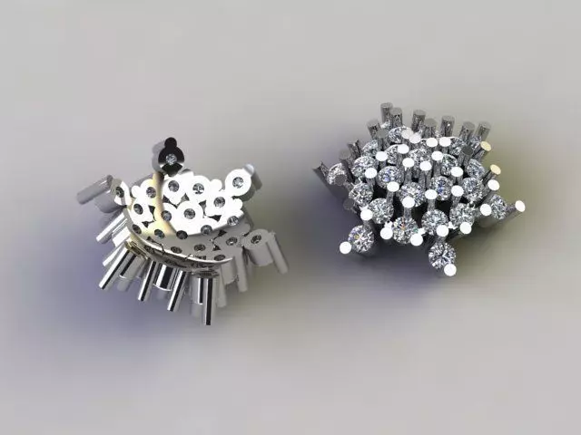 High Detail Diamond Cluster Nosepin Jewelry CAD STL OBJ Model 3D print model_7