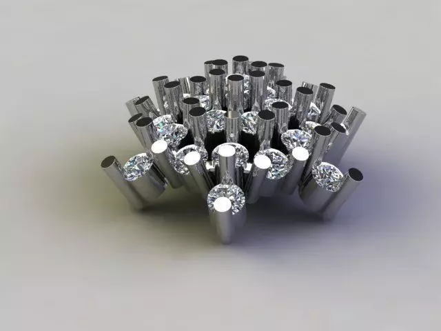 High Detail Diamond Cluster Nosepin Jewelry CAD STL OBJ Model 3D print model_4