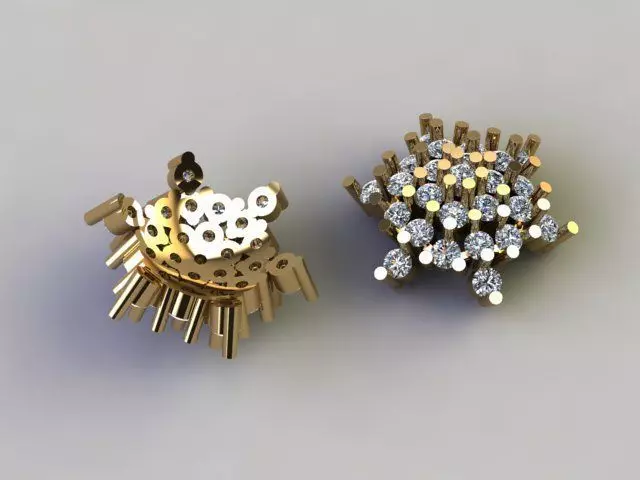 High Detail Diamond Cluster Nosepin Jewelry CAD STL OBJ Model 3D print model_6