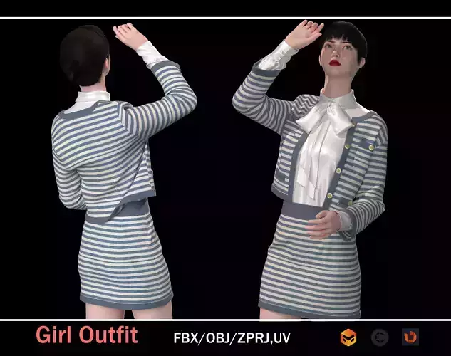 Girl Casual Outfit Ready 3D Model