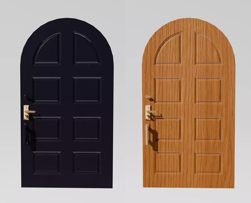 Classic Arched Doors Set PBR Materials Low-poly 3D model_0