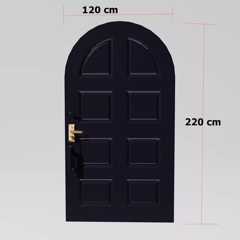 Classic Arched Doors Set PBR Materials Low-poly 3D model_1