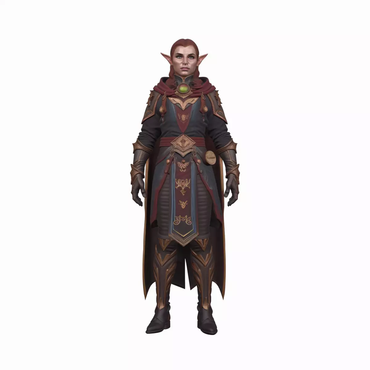 Highly Detailed Elegant Blood Elf Mage 3D Model World of  Style 3D model_0