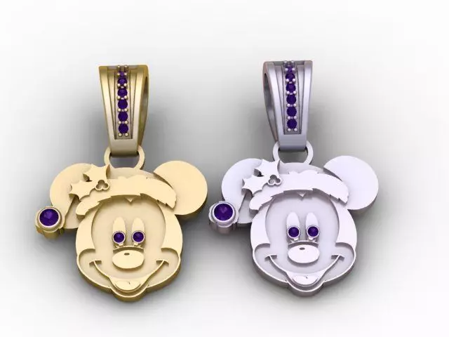 Golden Santa Mickey Mouse Pendant 3D Printable Model 3D print model_3