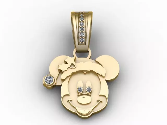 Golden Santa Mickey Mouse Pendant 3D Printable Model 3D print model_0