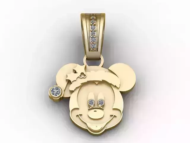 Golden Santa Mickey Mouse Pendant 3D Printable Model 3D print model Golden Santa Mickey Mouse Pendant 3D Printable Model 3D print model