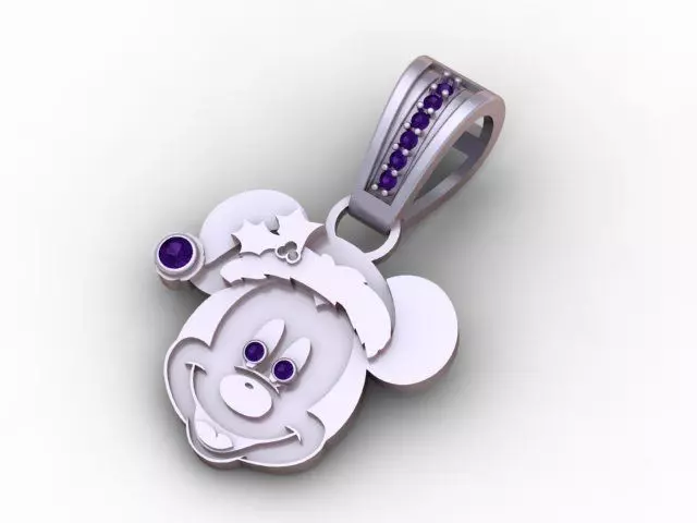 Golden Santa Mickey Mouse Pendant 3D Printable Model 3D print model_2