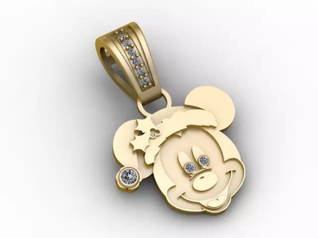 Golden Santa Mickey Mouse Pendant 3D Printable Model 3D print model_1