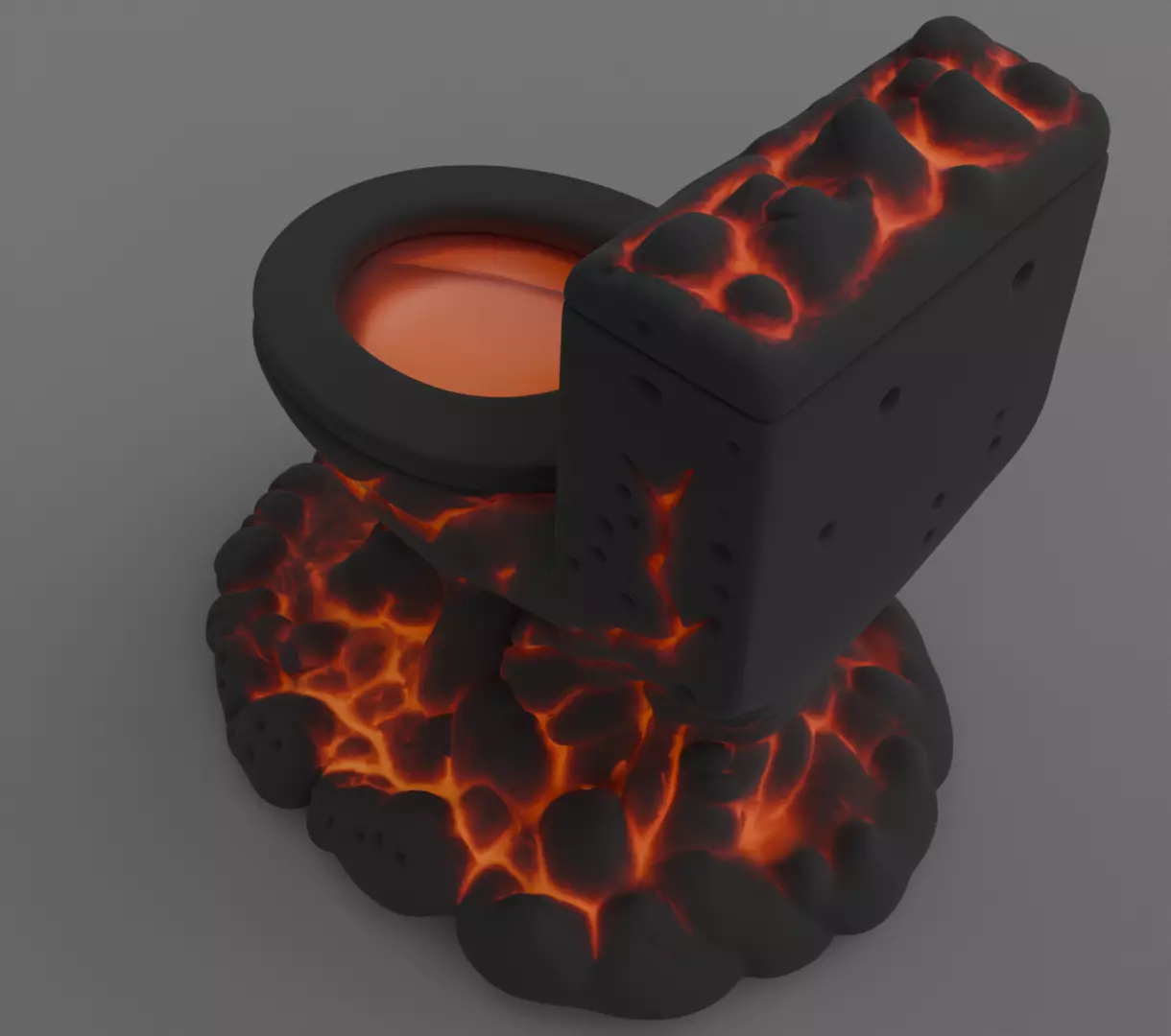 Lava Toilet Volcanic Throne figurine 3D model for 3D Print Model 3D print model_8