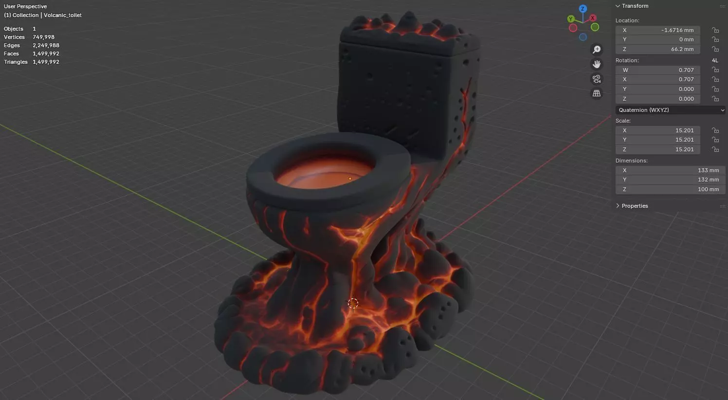Lava Toilet Volcanic Throne figurine 3D model for 3D Print Model 3D print model_16